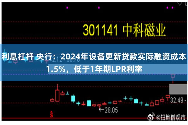 利息杠杆 央行：2024年设备更新贷款实际融资成本1.5%，低于1年期LPR利率